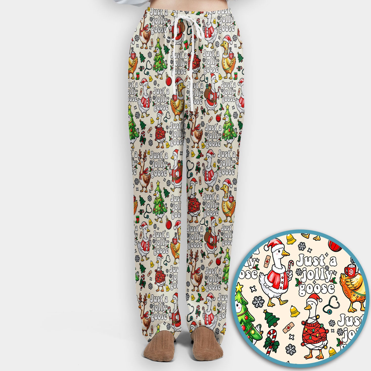 Christmas Goose Scrub Set for Nurse - Funny Jolly Holiday Medical Uniform for Women