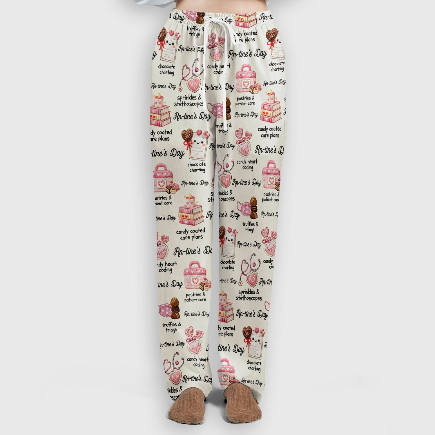 RN Sweets Valentine Stethoscope Scrub Set, Scrub Pants and V Neck Top