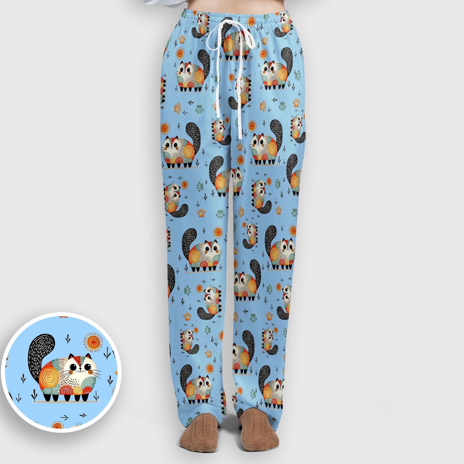 Playful Cat Illustration Women's Scrub Set, Breathable Med Uniform