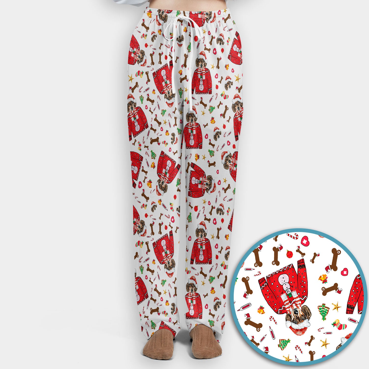 Funny Dog Christmas Scrub Set – Cute Puppy in Santa Outfit Pattern – Festive Holiday Medical Uniform For Nurses And Pet Lovers