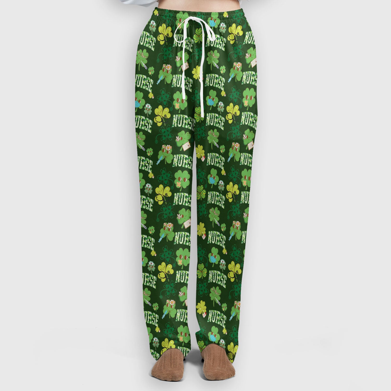 Lucky Shamrock Nurse Scrub Set, St. Patrick’s Day Nursing Shirt, Breathable Fabrics Nursing Uniform