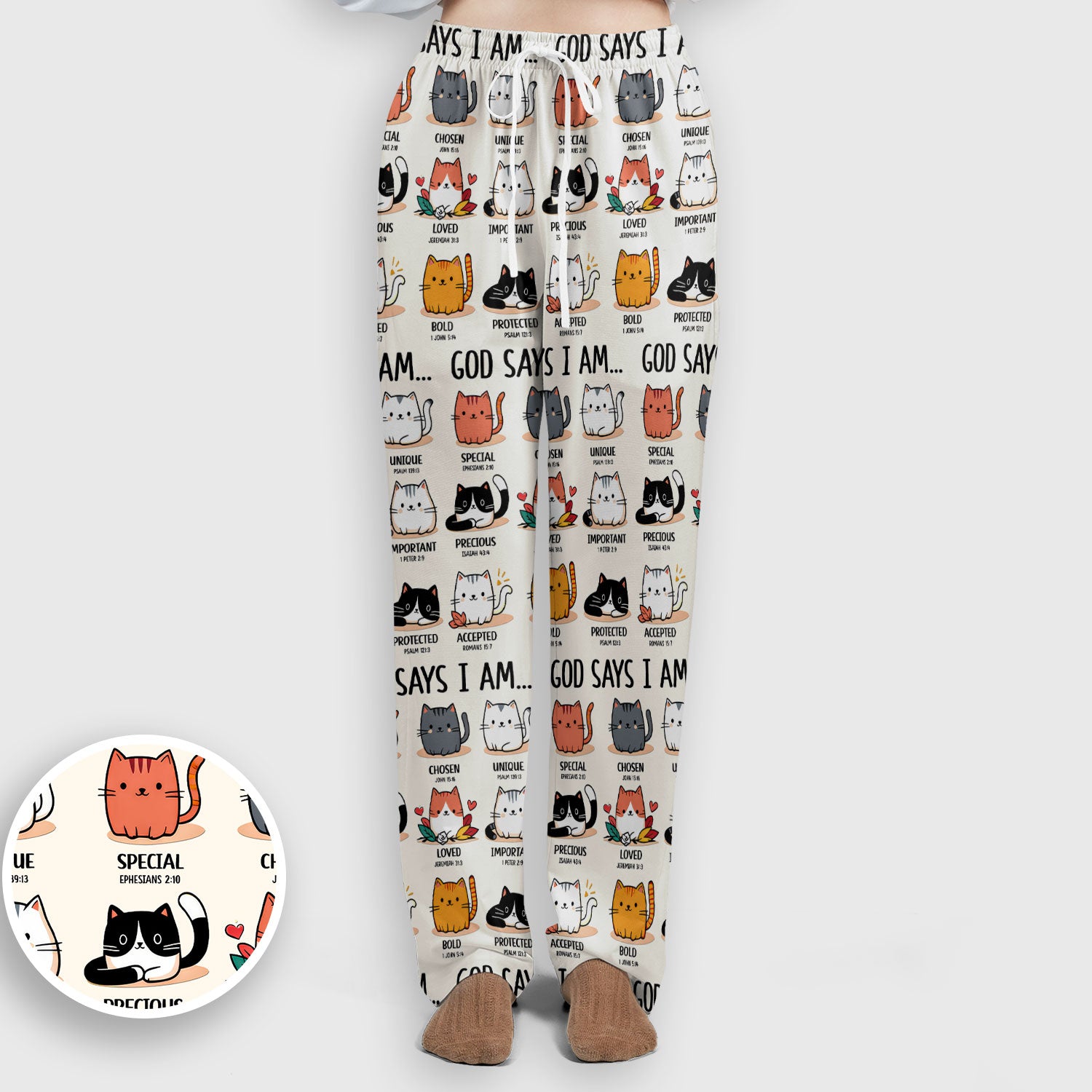Cute Christian Cat God Says I Am Women's Scrub Set, Breathable Med Uniform