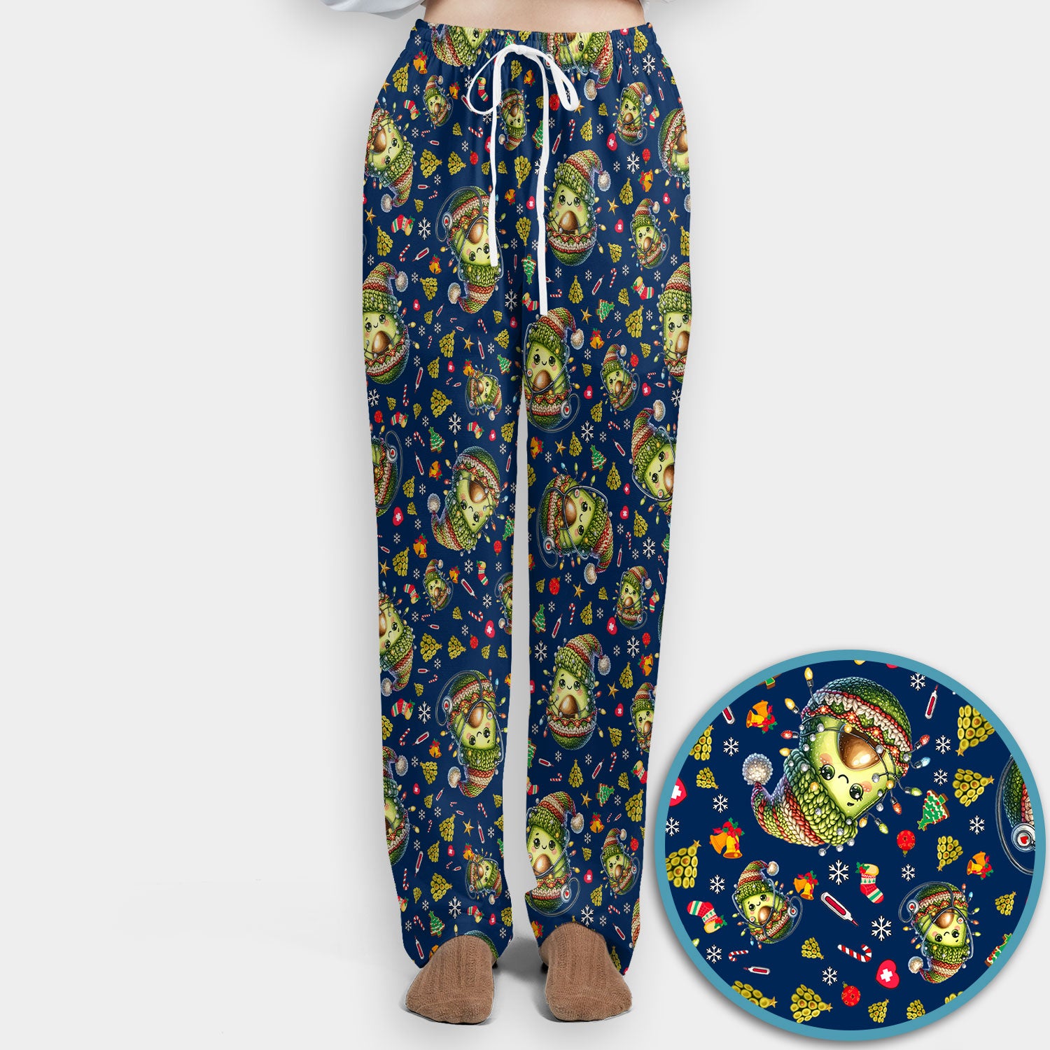 Avocado Scrub Set for Nurse - Funny Christmas Nursing Pants and V Neck Top - Cute Holiday Medical Uniform
