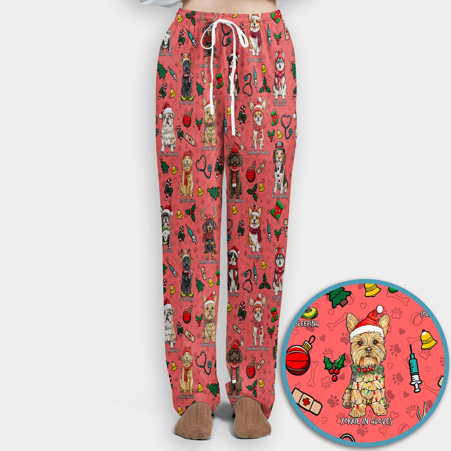 Cute Christmas Dog Scrubs Sets for Nurses - Corgi, Dachshund, Husky, Poodle & Labrador - Funny Holiday Medical Uniform for RN CNA LPN