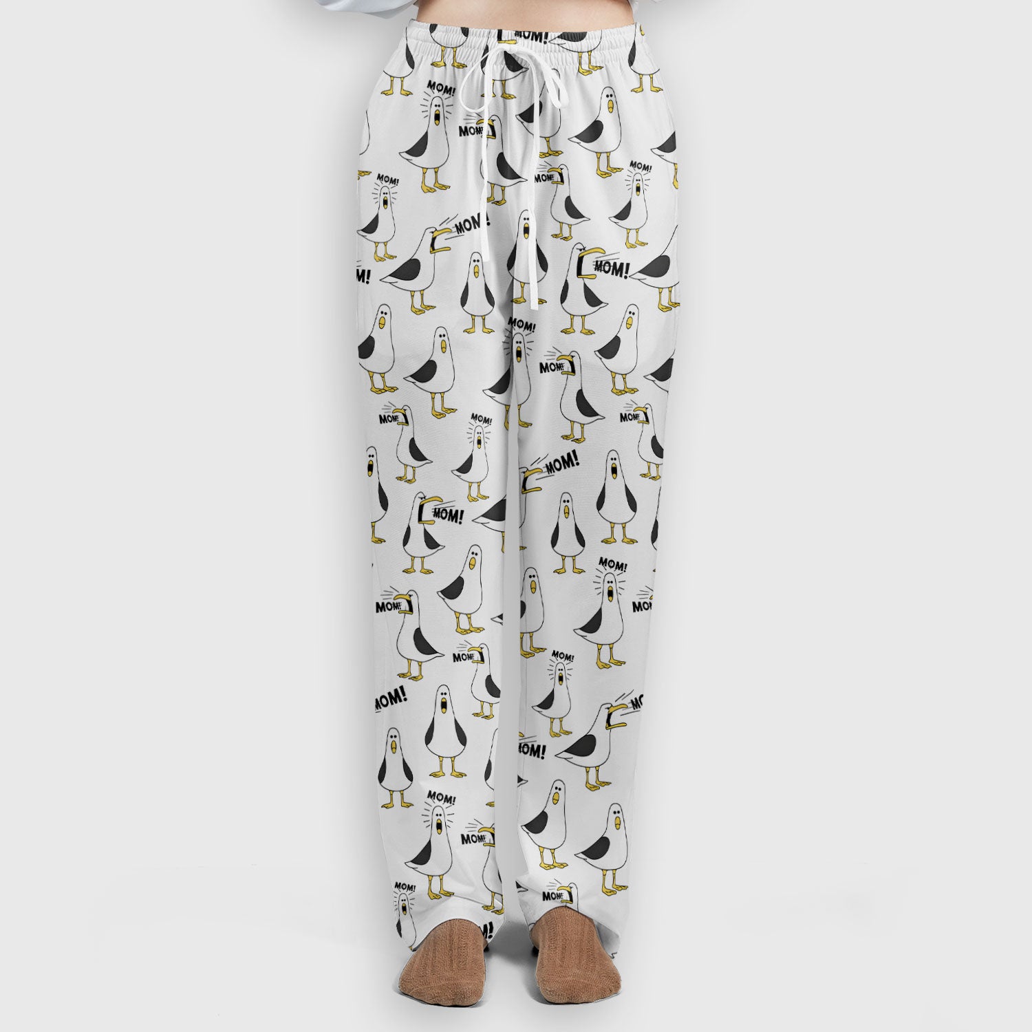 Funny Seagull Mom Seamless Pattern Scrub Set, Scrub Pants and V Neck Top