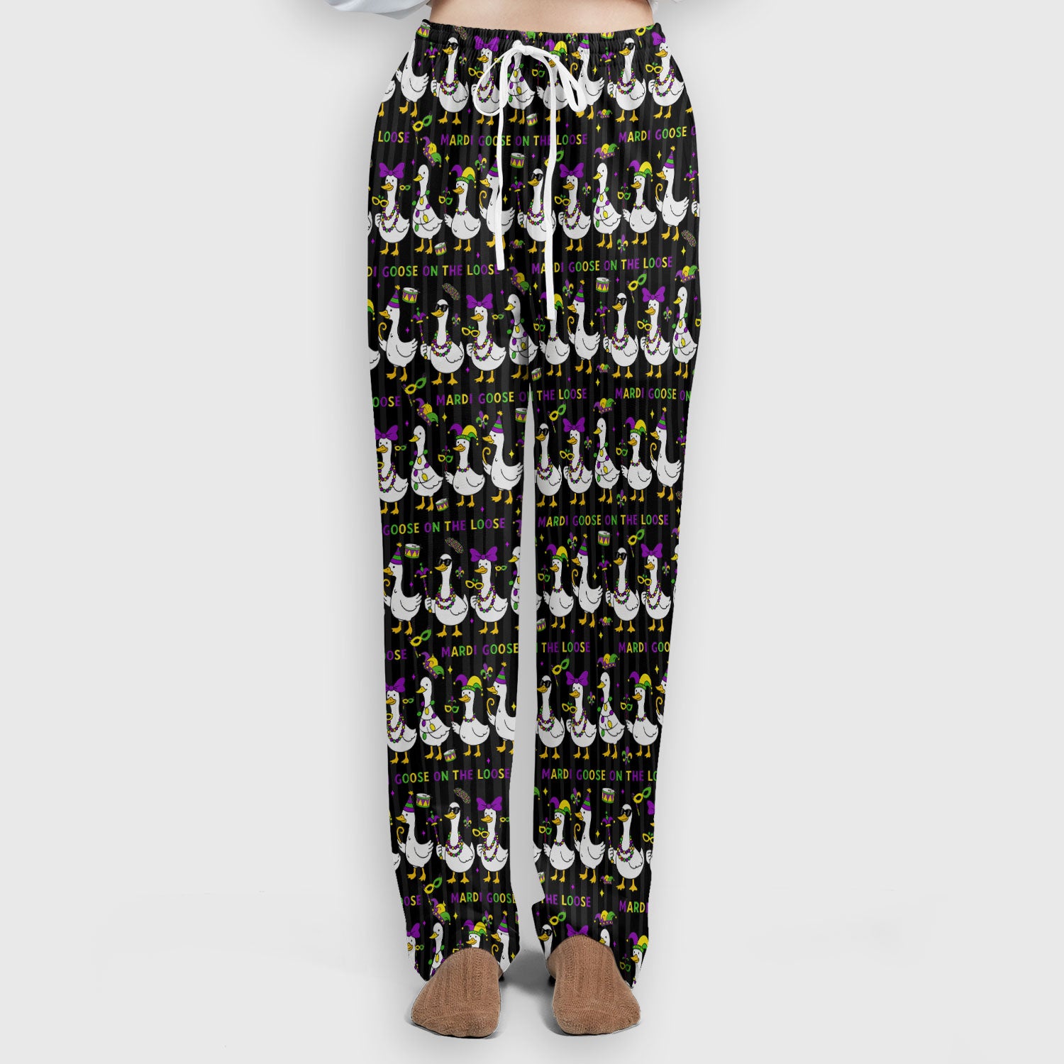 Mardi Gras Goose Nurse Scrub Set, Funny Carnival Medical Pattern Nurse Shirt, Breathable Fabrics Nursing Uniform