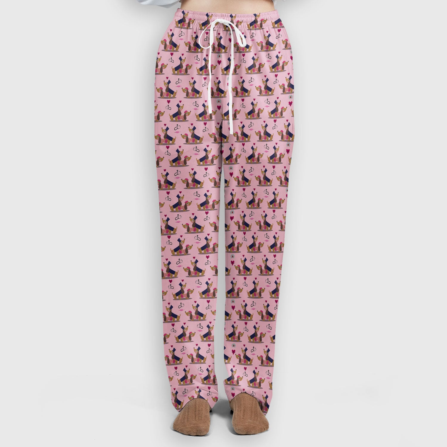 Valentine Dachshund Nurse Scrub Set - Funny Couple Gift for Women