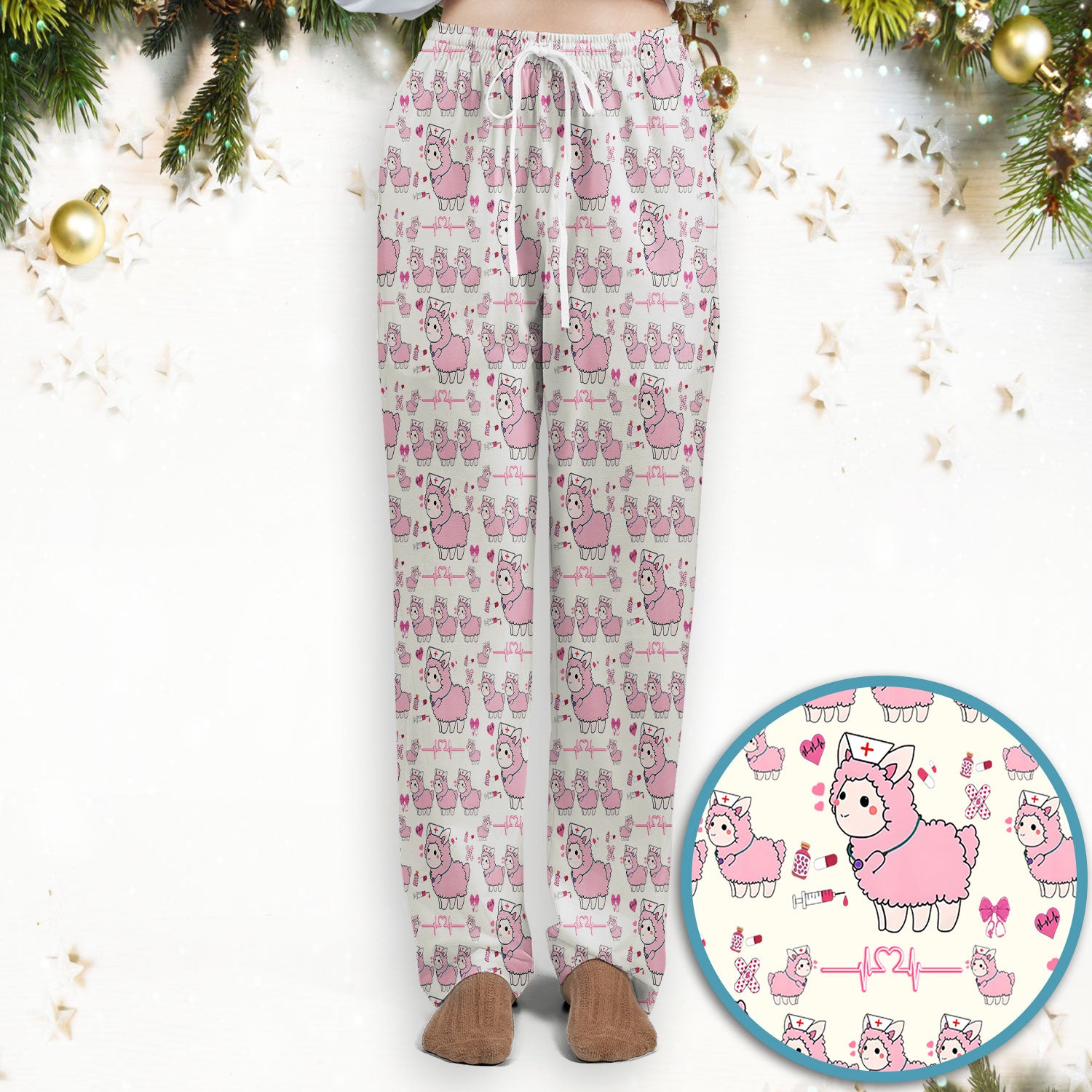 Llama Ain't Got Time For Your Drama Scrub Set, Funny Pattern Scrub Shirt, Breathable Fabrics Nursing Uniform