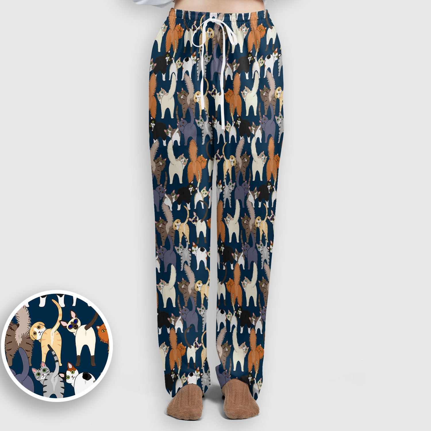 Whimsical Multicolor Cat Cartoon Pattern Scrub Set, Breathable Med Uniform