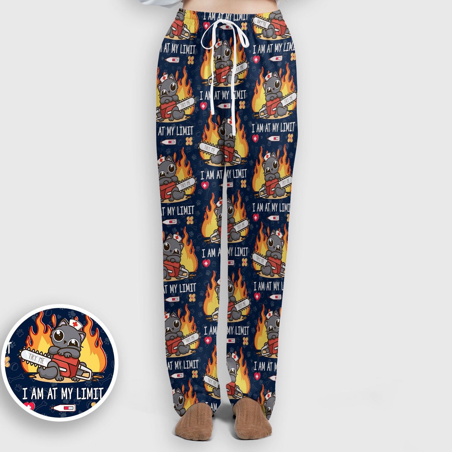Funny Nurse Cat I Am At My Limit Women's Scrub Set, Breathable Med Uniform