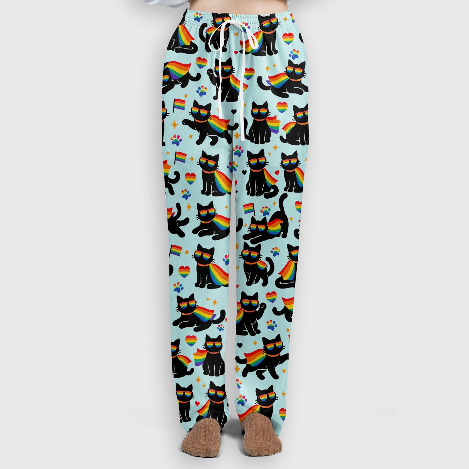 Rainbow Black Cat Pride Pattern Scrub Set, Breathable Med Uniform