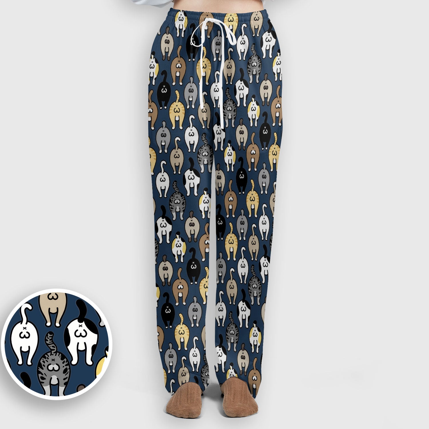 Cat Lover Nurse Scrub Set, Funny Cat Butt Pattern Medical Shirt, Breathable Fabrics Nursing Uniform