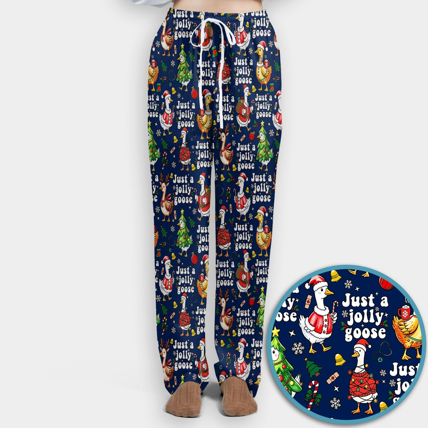 Just a Jolly Goose Funny Christmas Scrub Set - Holiday Medical Uniform for Nurse - Santa Goose Pants and Top