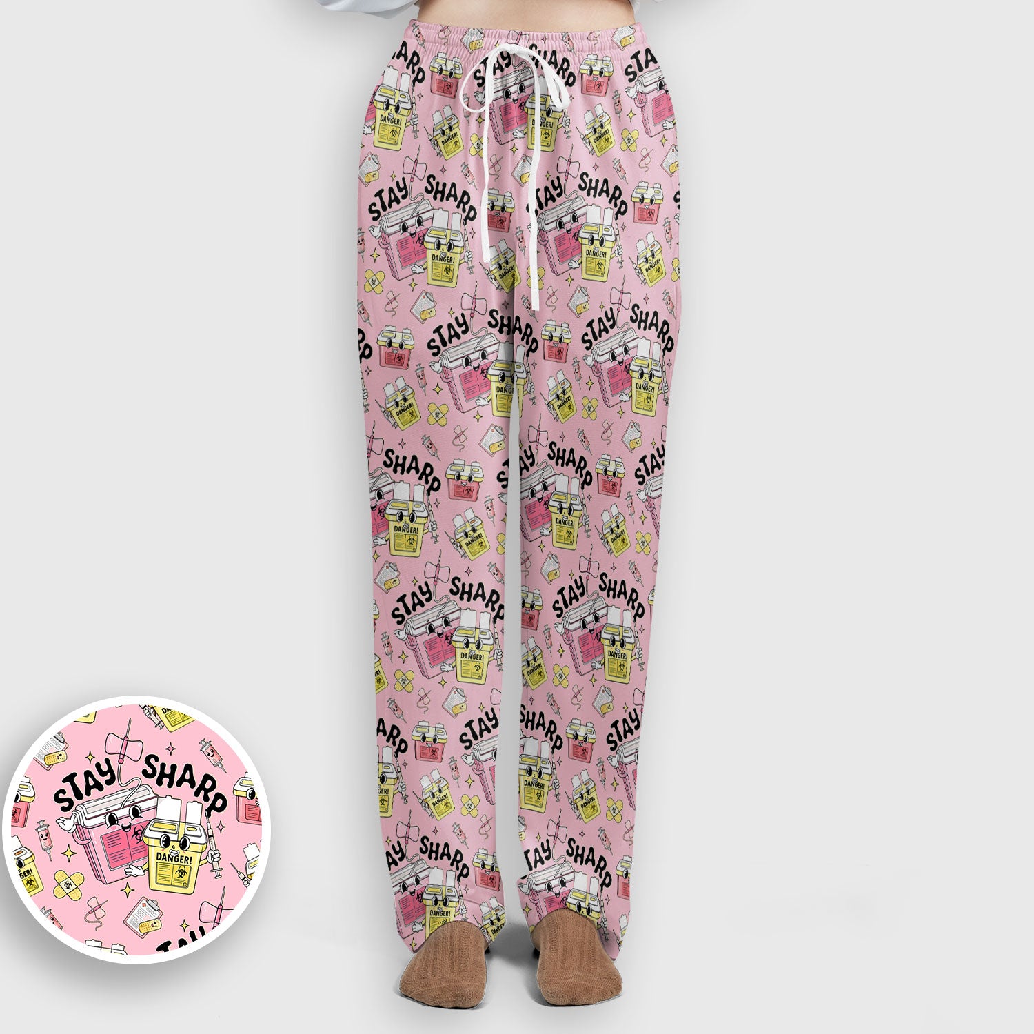 Stay Sharp Nurse Scrub Set, Cute Medical Pattern Scrubs, Breathable Fabrics Nursing Uniform
