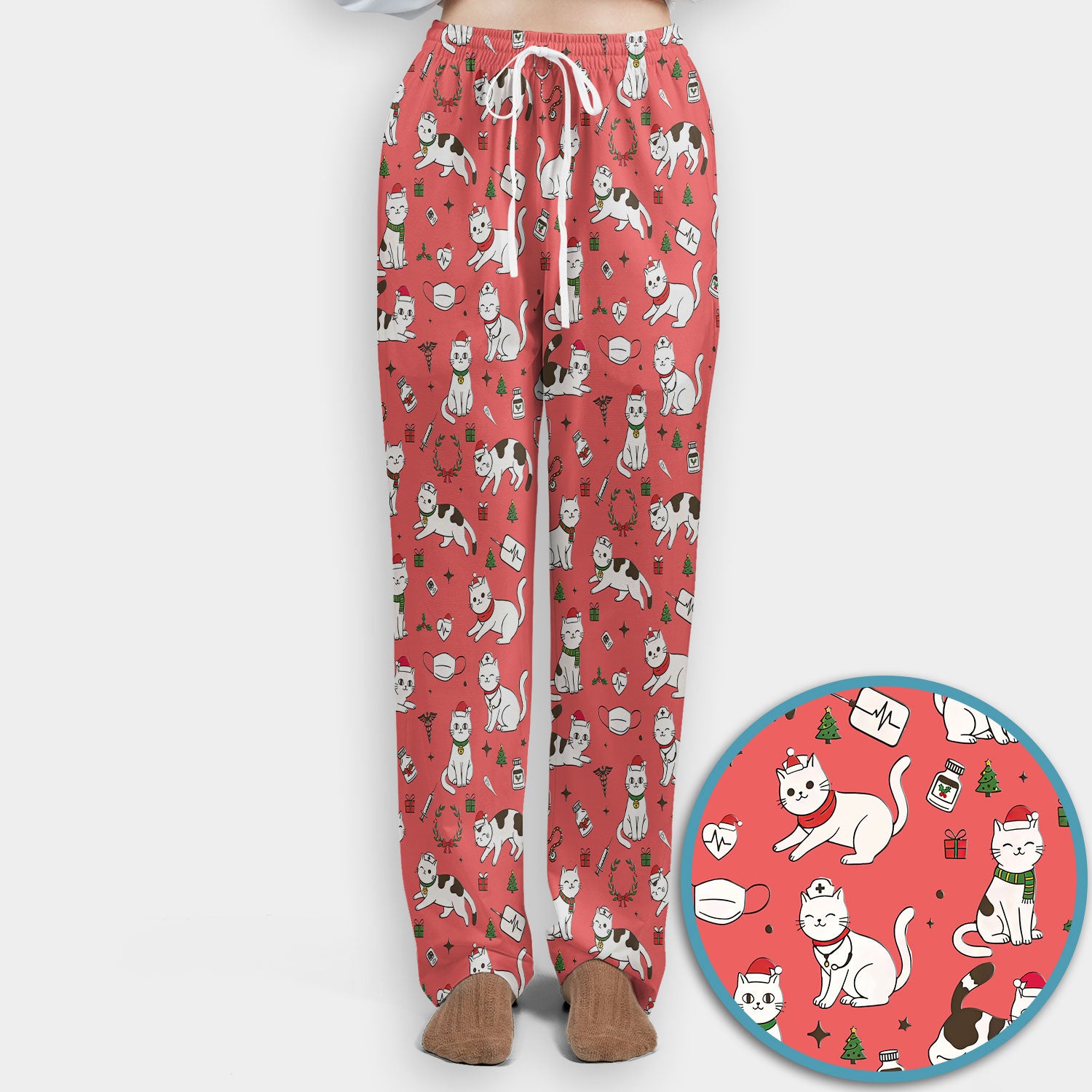 Christmas Cat Scrub Set – Festive Nurse & Holiday Kitty Pattern – Cute Medical Uniform for Nurses, Vets and Healthcare Workers