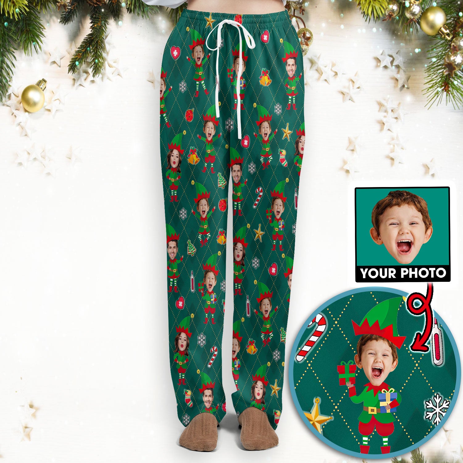 Personalized Face Nurse Uniform, Custom Photo Christmas Scrub Set, Funny Holiday Medical Uniform For Nursing