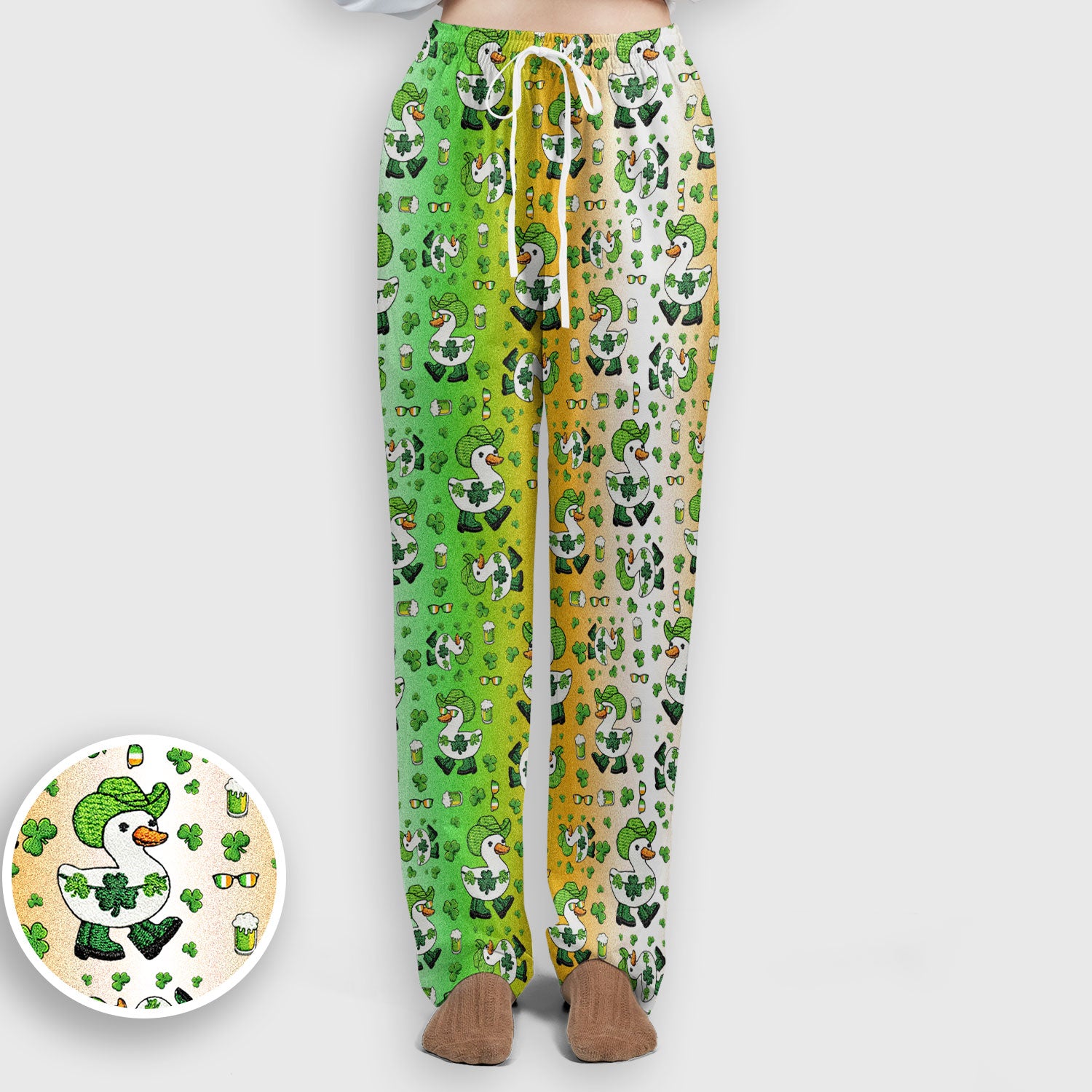 St. Patrick Goose Shamrock Medical Pattern Scrub Set, Breathable Med Uniform