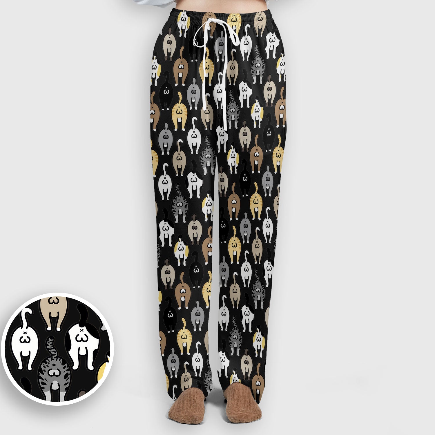 Cat Lover Nurse Scrub Set, Funny Cat Butt Pattern Medical Shirt, Breathable Fabrics Nursing Uniform