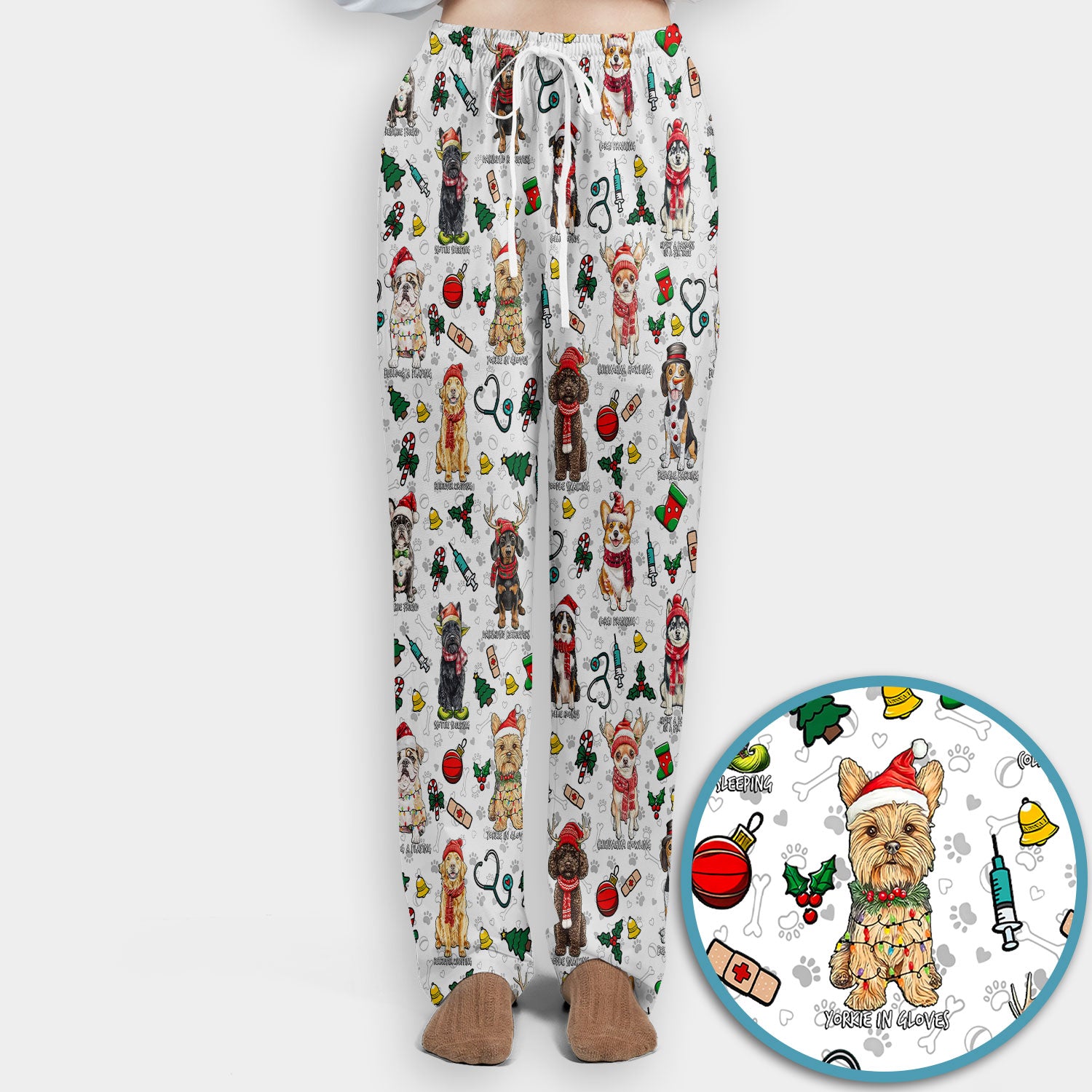Cute Christmas Dog Scrubs Sets for Nurses - Corgi, Dachshund, Husky, Poodle & Labrador - Funny Holiday Medical Uniform for RN CNA LPN