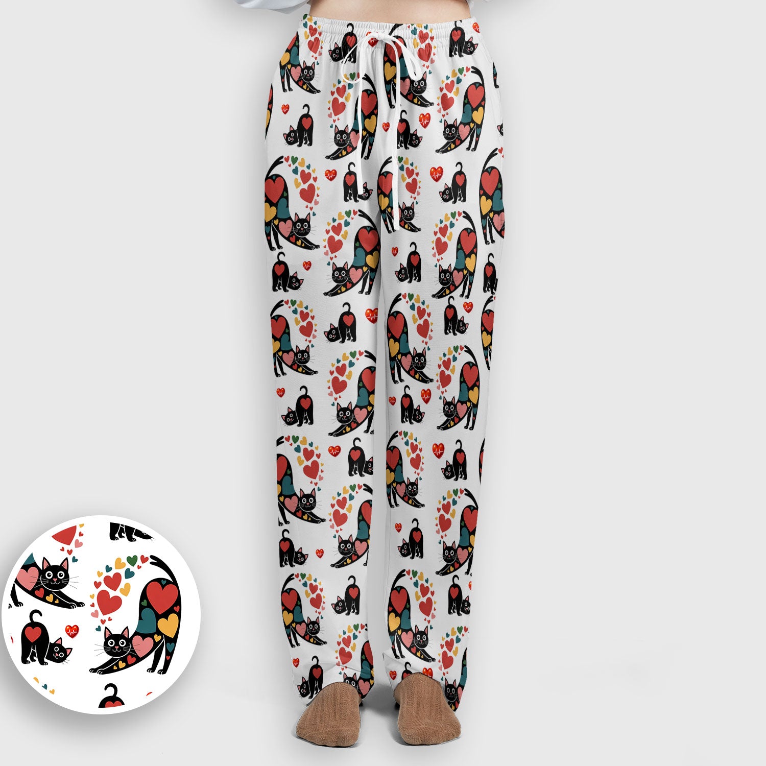 Playful Cat Valentine Heart Print Medical Scrub Set, Breathable Med Uniform