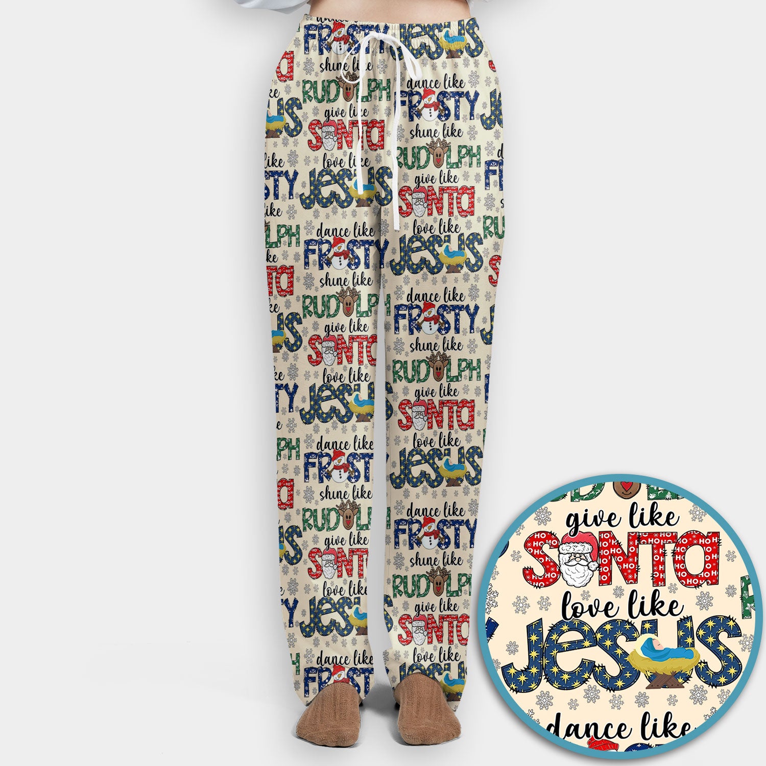 Christmas Rudolph  Women's Scrub Sets - Dance Like Frosty Shine Like Rudolph Give Like Santa Love Like Jesus - Holiday Med Uniform