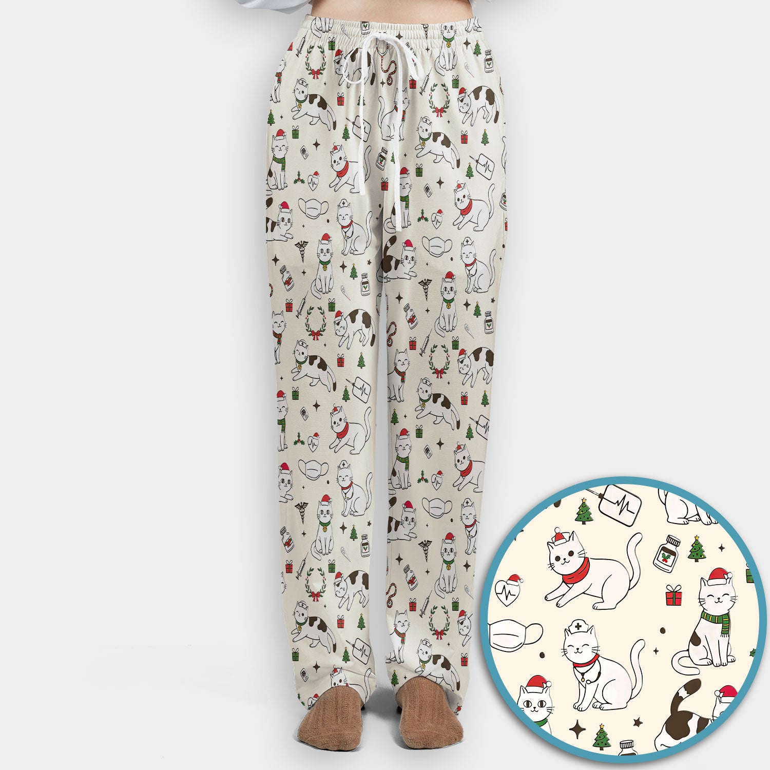 Christmas Cat Scrub Set – Festive Nurse & Holiday Kitty Pattern – Cute Medical Uniform for Nurses, Vets and Healthcare Workers
