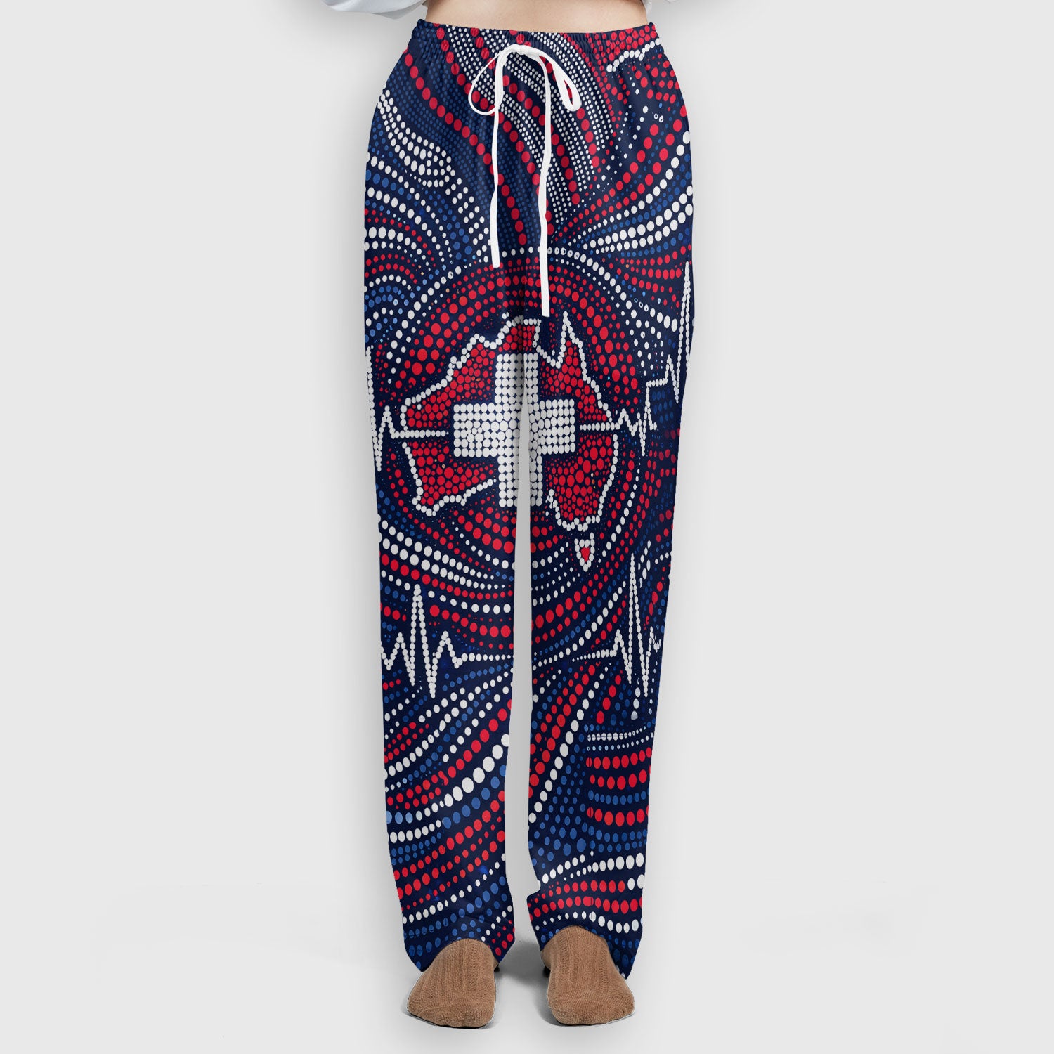 Dot Art Medical Cross Heartbeat Print Scrub, Women's Scrub Sets