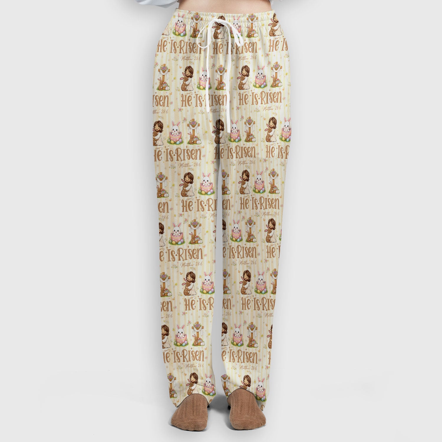 He Is Risen Jesus Easter Print Sets, Scrub Pants and V Neck Top