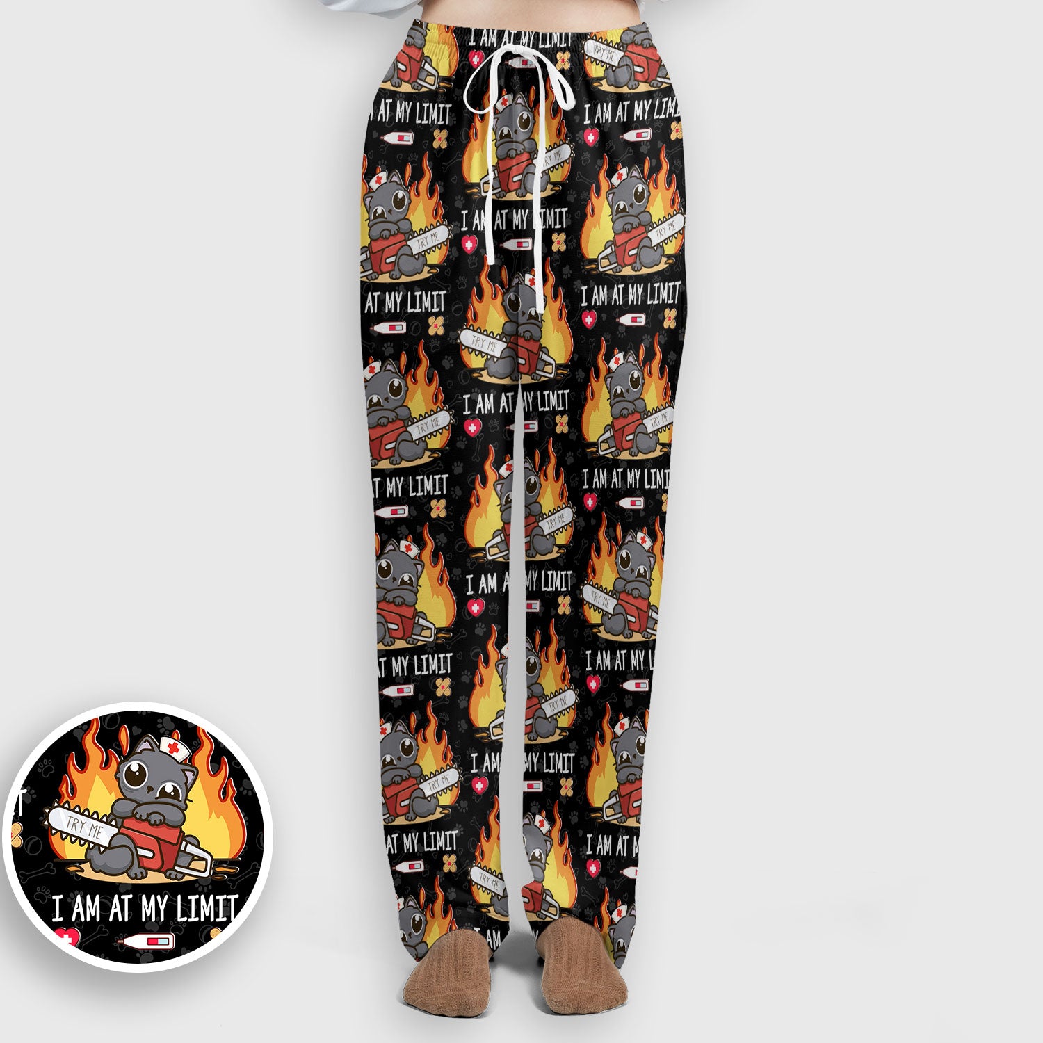 Funny Nurse Cat I Am At My Limit Women's Scrub Set, Breathable Med Uniform
