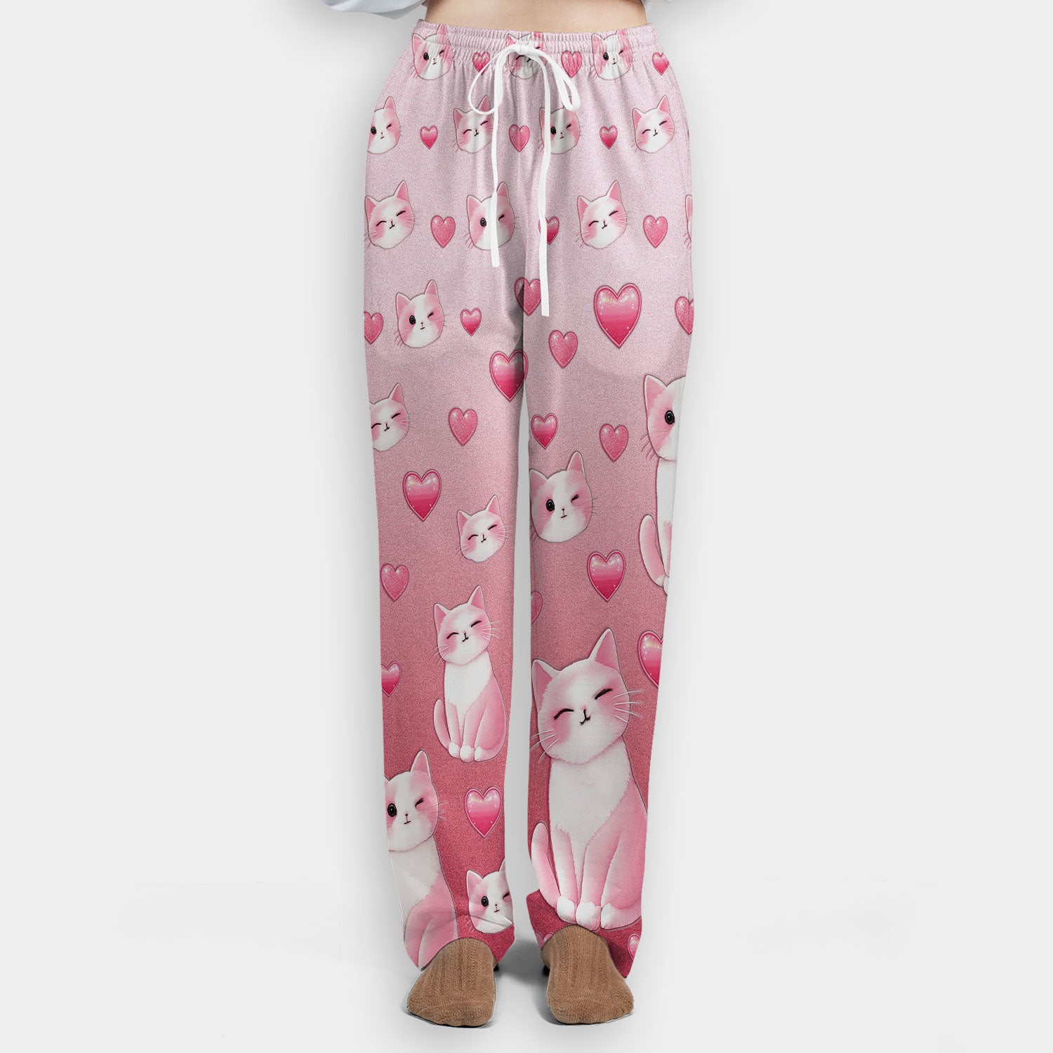 Valentine Cat Scrub Set, Cute Heart Pattern Nurse Shirt, Comfortable Scrubs For Nursing