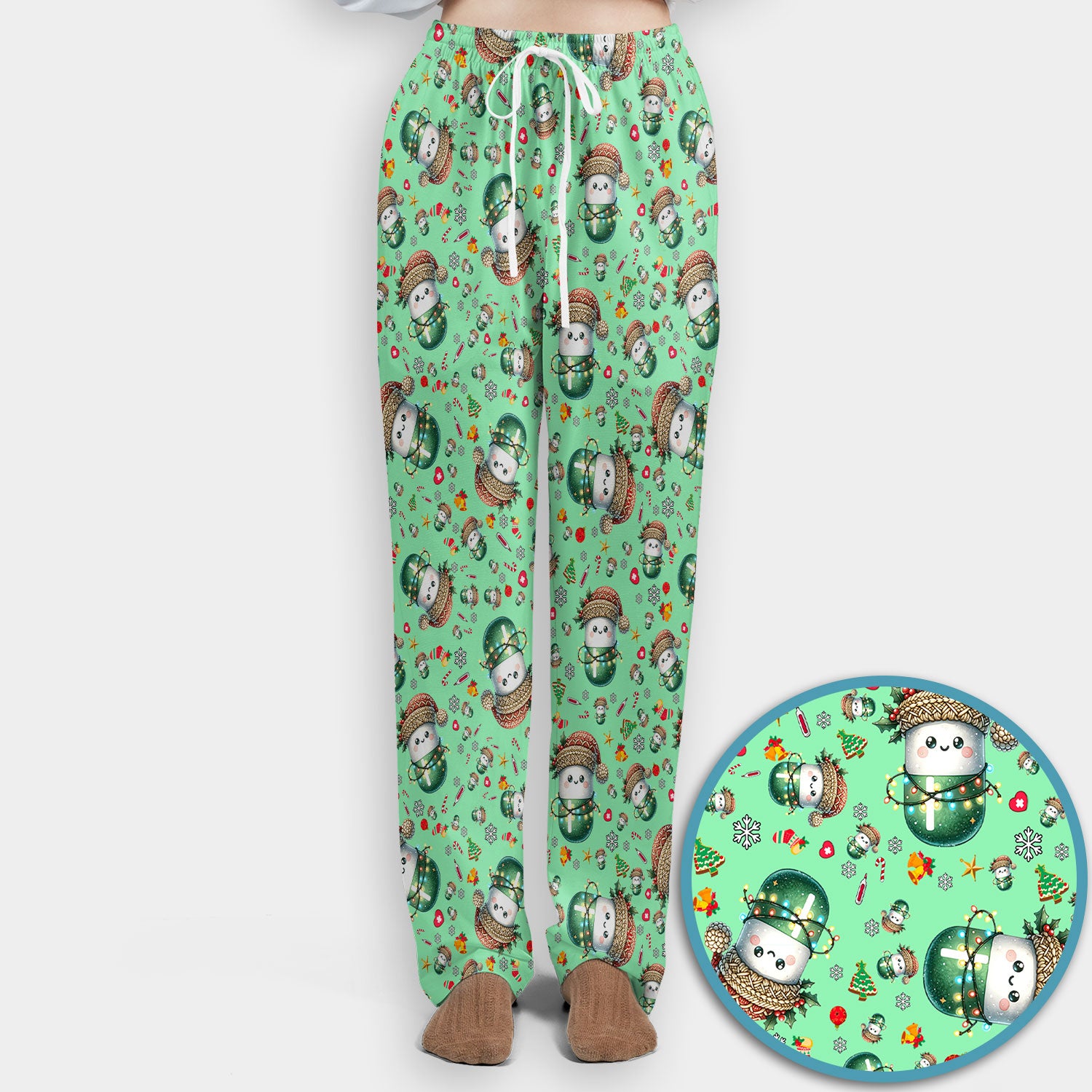 Pharmacy Tech Christmas Scrub Set – Cute Green Snowman Print Nurse Outfit – Funny Holiday Medical Uniform for Pharmacists