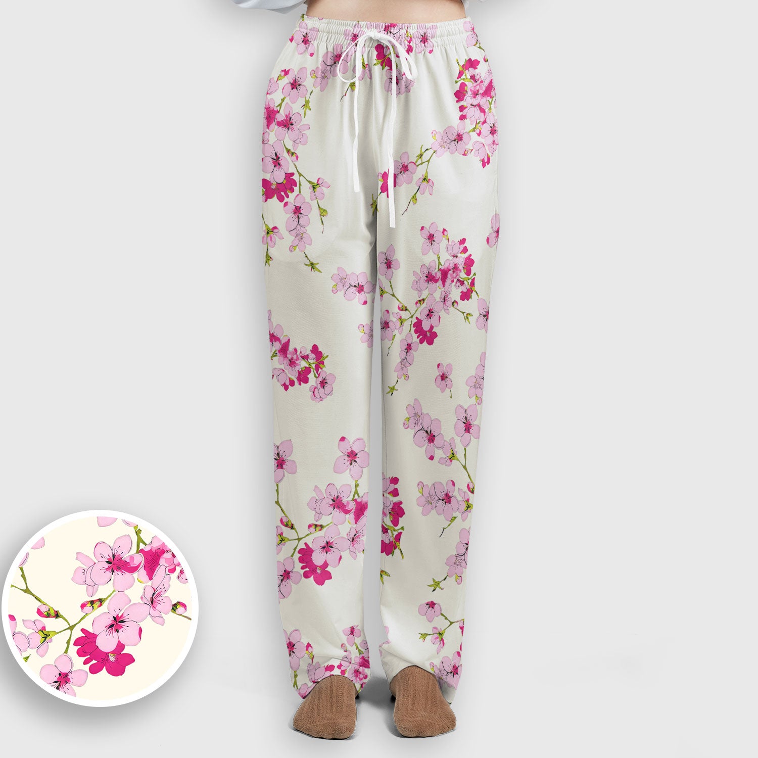 Elegant Cherry Blossom Floral Pattern Scrub Set , Breathable Med Uniform