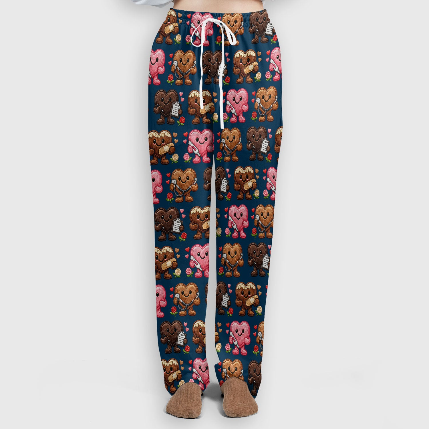 Valentine Heart Nurse Scrub Set, Cute Medical Love Pattern Shirt, Breathable Fabrics Nursing Uniform