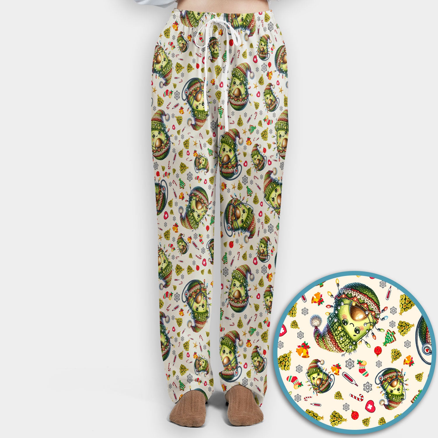 Avocado Scrub Set for Nurse - Funny Christmas Nursing Pants and V Neck Top - Cute Holiday Medical Uniform