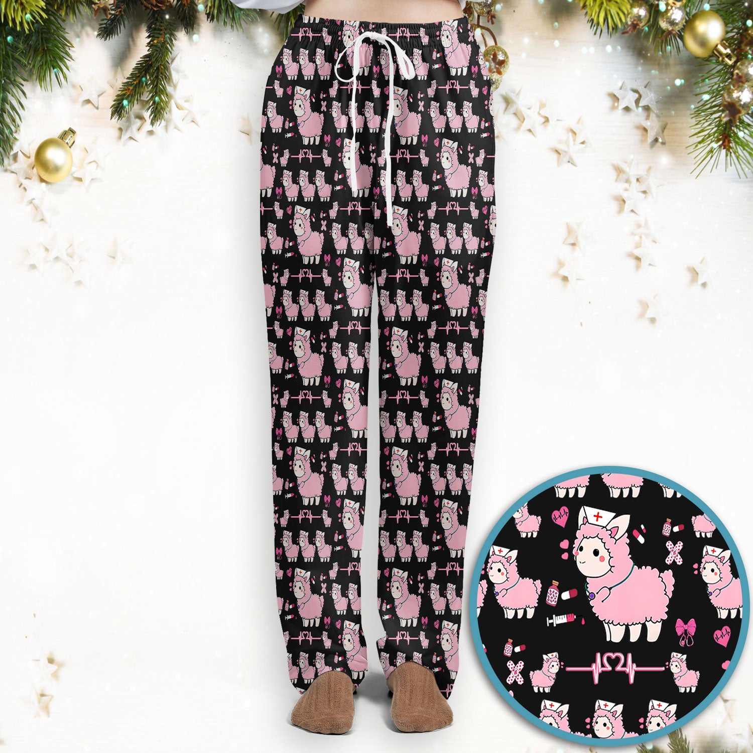 Llama Ain't Got Time For Your Drama Scrub Set, Funny Pattern Scrub Shirt, Breathable Fabrics Nursing Uniform