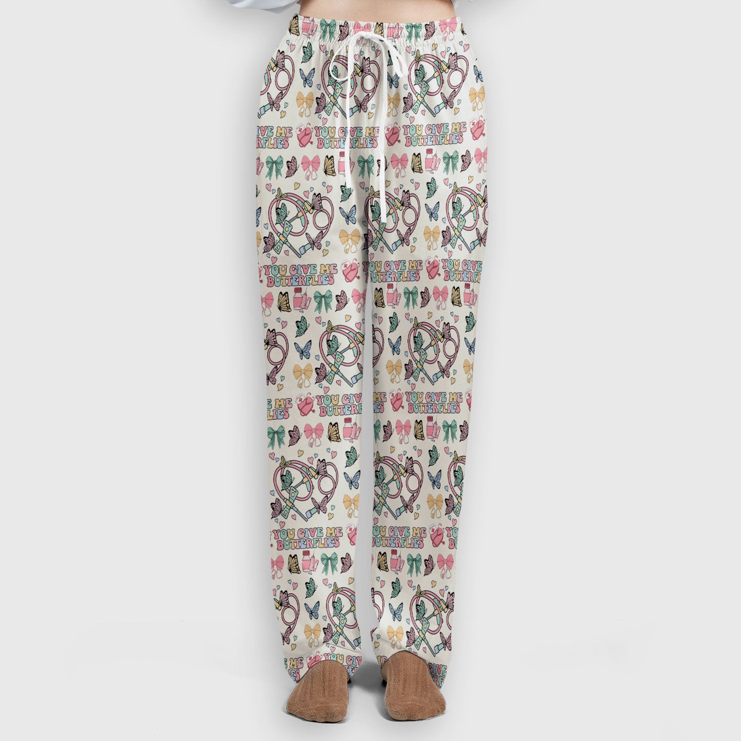 Butterfly Heart Valentine Medical Pattern Scrub, Women's Scrub Sets