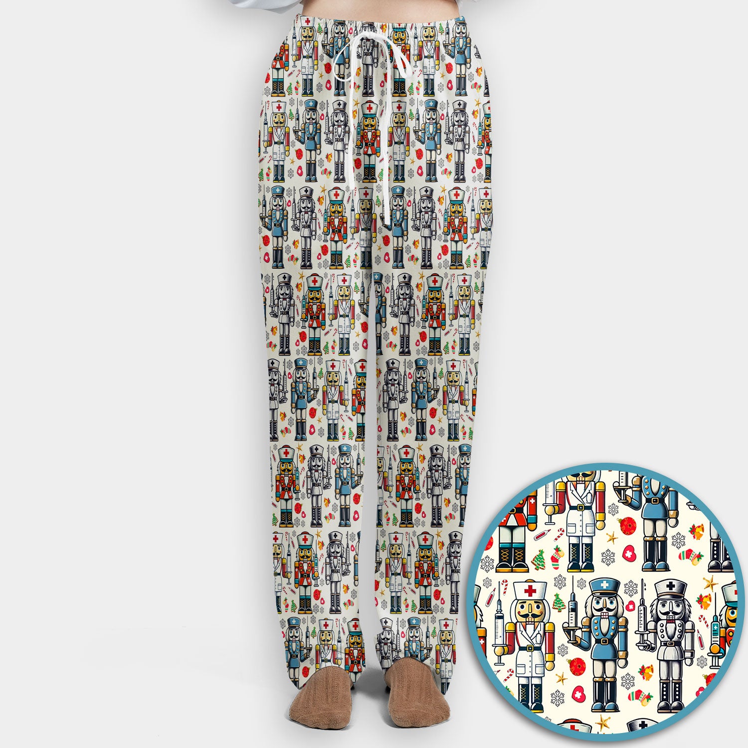 Funny Nutcracker Christmas Scrub Set – Cute Holiday Nurse Pattern Shirt – Festive Medical Uniform for RN, LPN, CNA, and Healthcare Workers