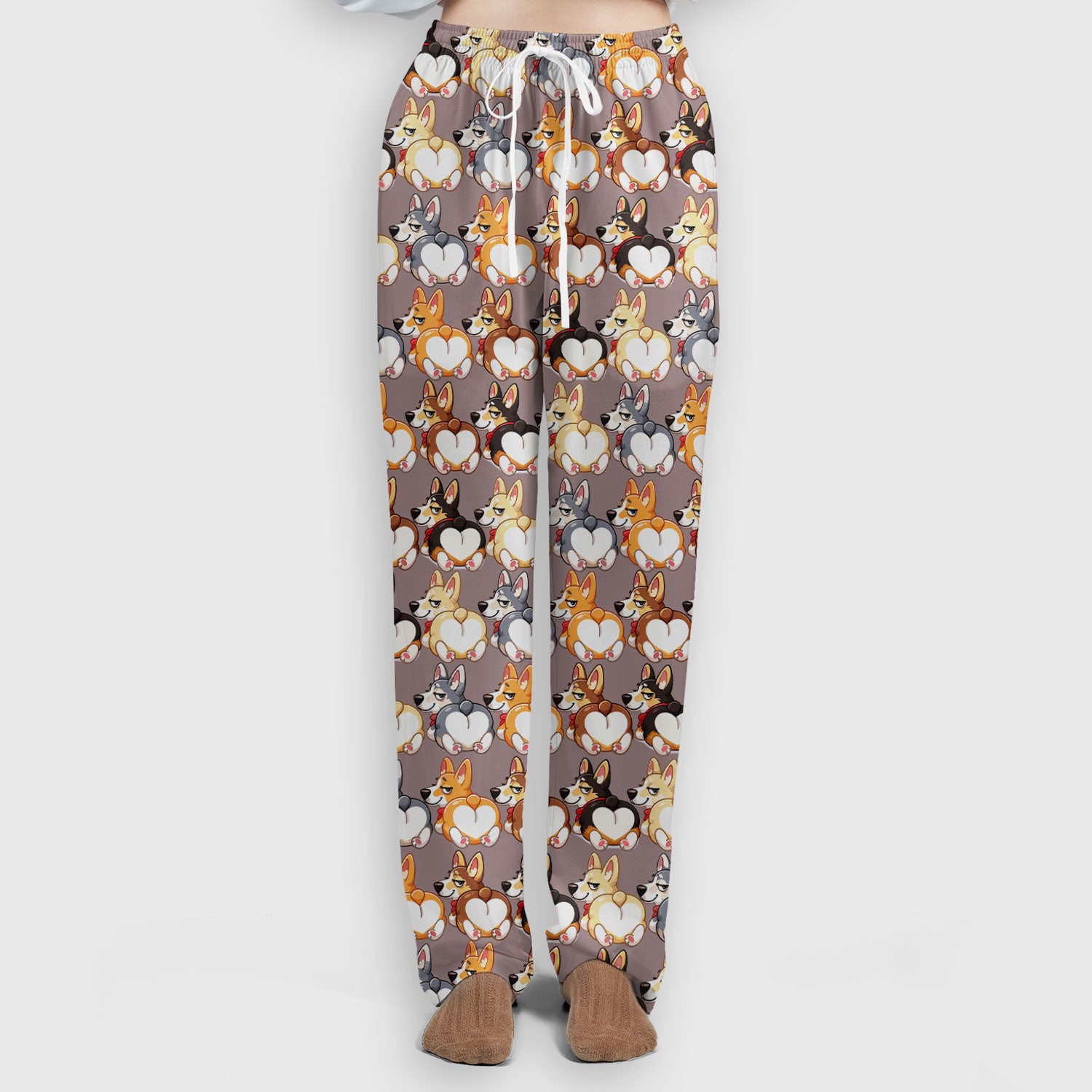 Funny Corgi Cartoon Pattern Scrub Set, Breathable Med Uniform