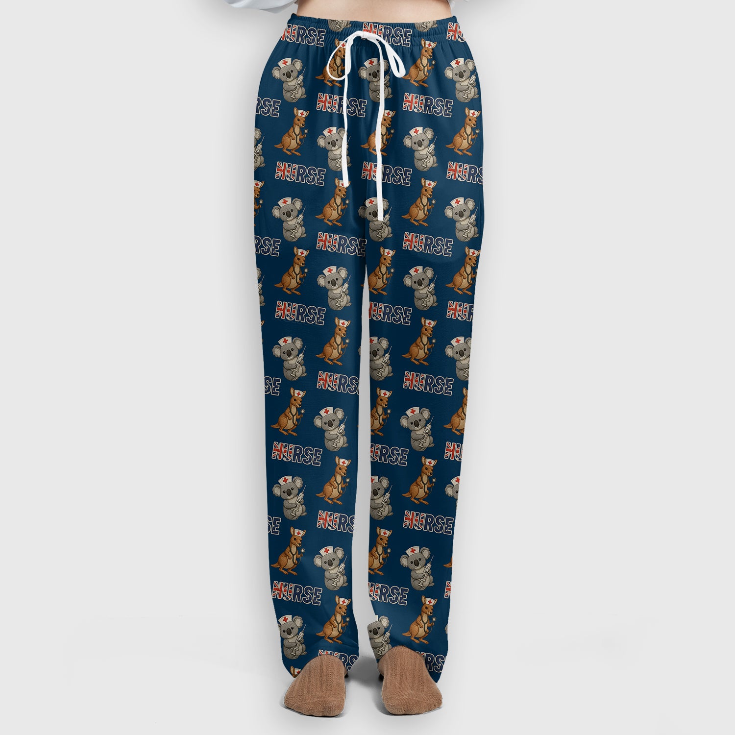 Cute Koala Kangaroo Scrub Set, Australian Nurse Pattern Shirt,  Breathable Fabrics Nursing Uniform