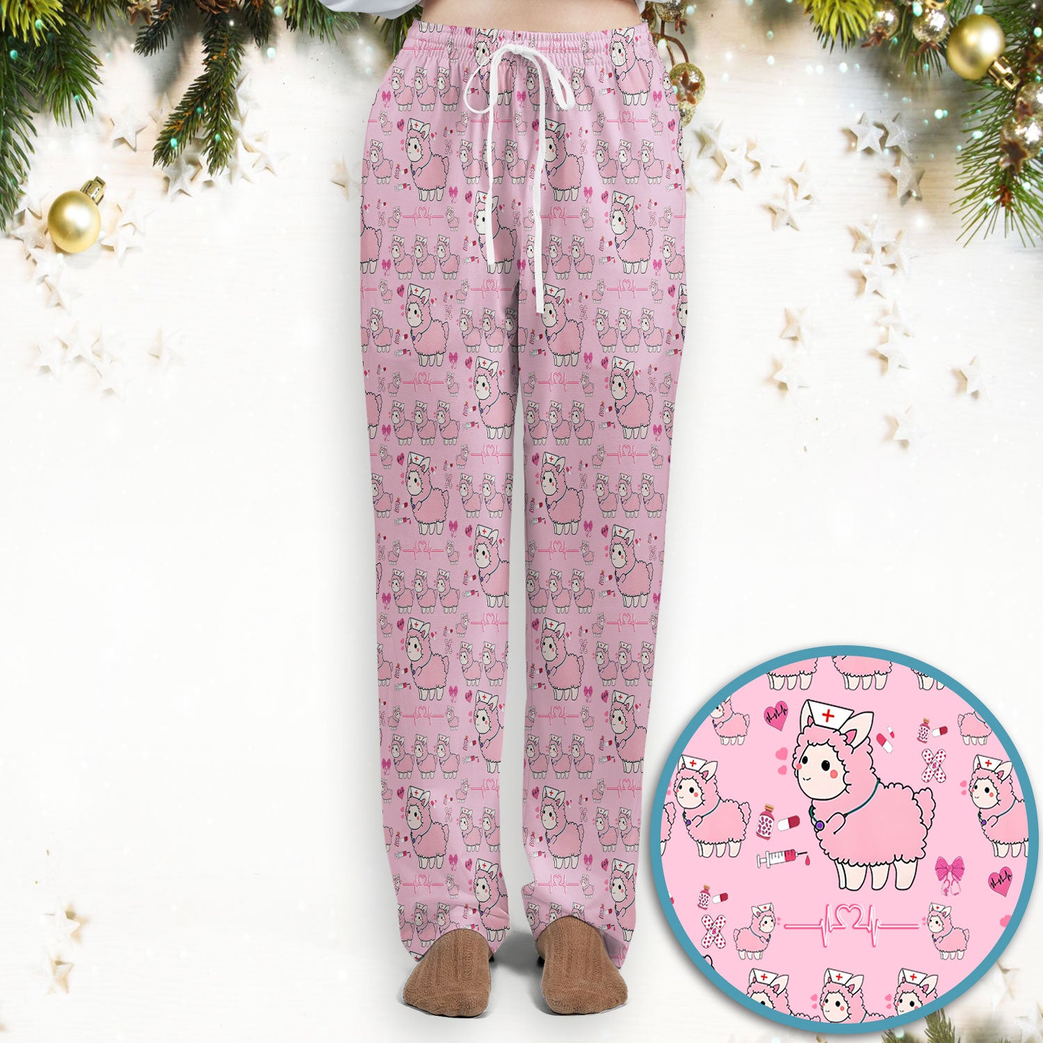 Llama Ain't Got Time For Your Drama Scrub Set, Funny Pattern Scrub Shirt, Breathable Fabrics Nursing Uniform