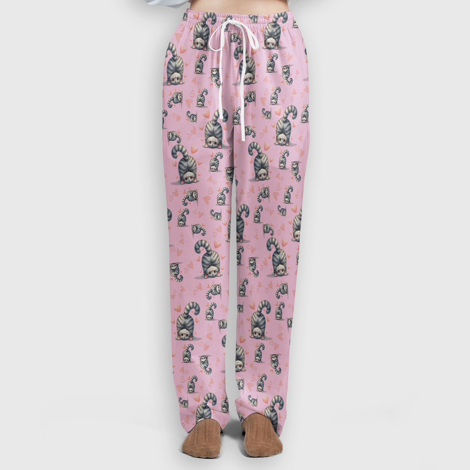 Valentine Cute Cat Scrub Set, Cat Heart Pattern Nurse Uniform, Comfortable Scrubs For Nurses
