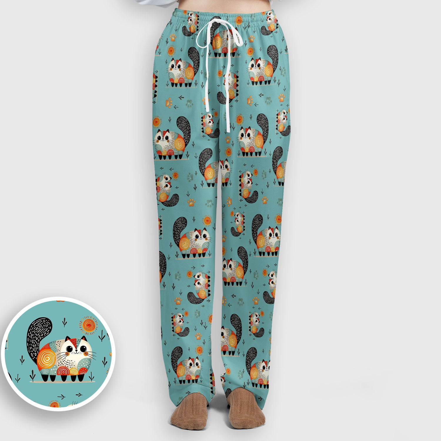 Playful Cat Illustration Women's Scrub Set, Breathable Med Uniform