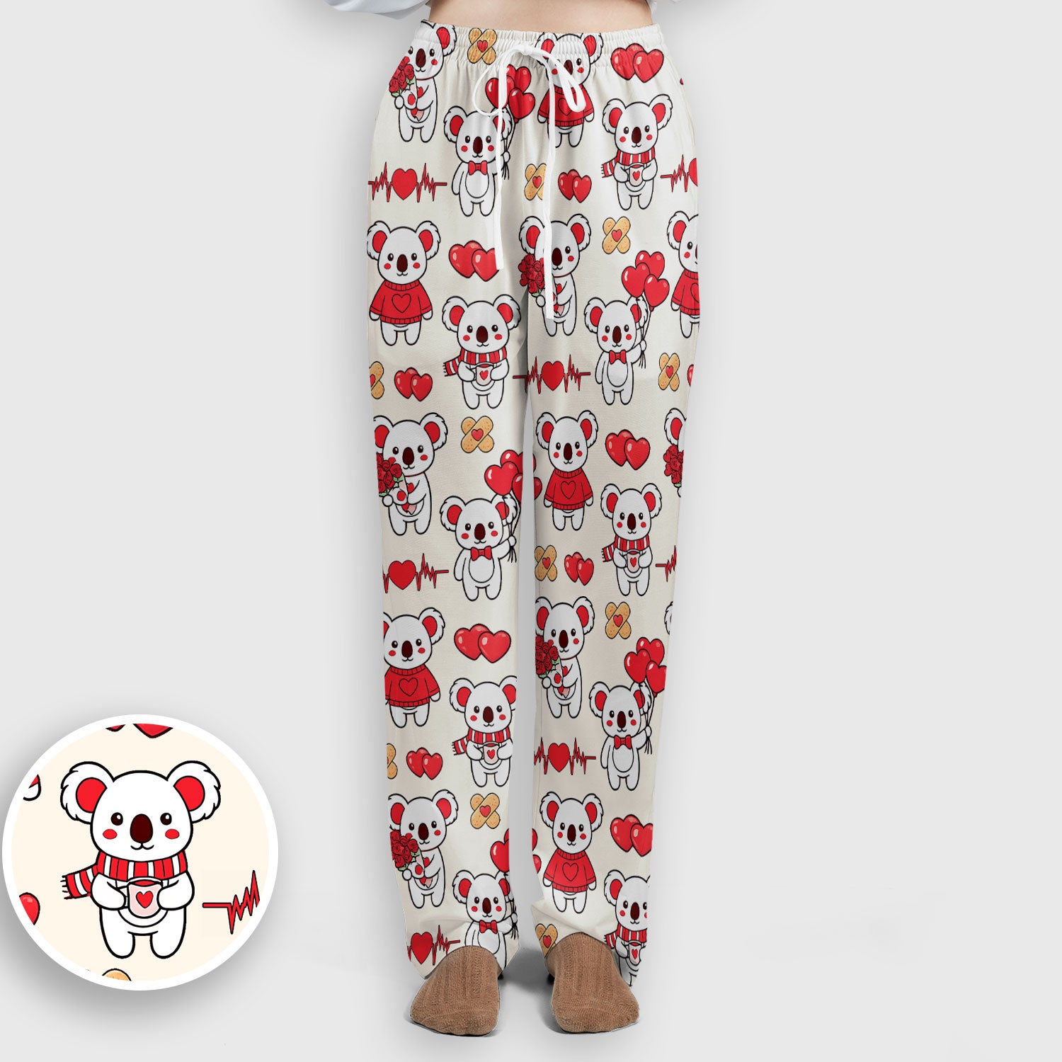 Sweet Koala Valentine Medical Design Scrub Set, Breathable Med Uniform