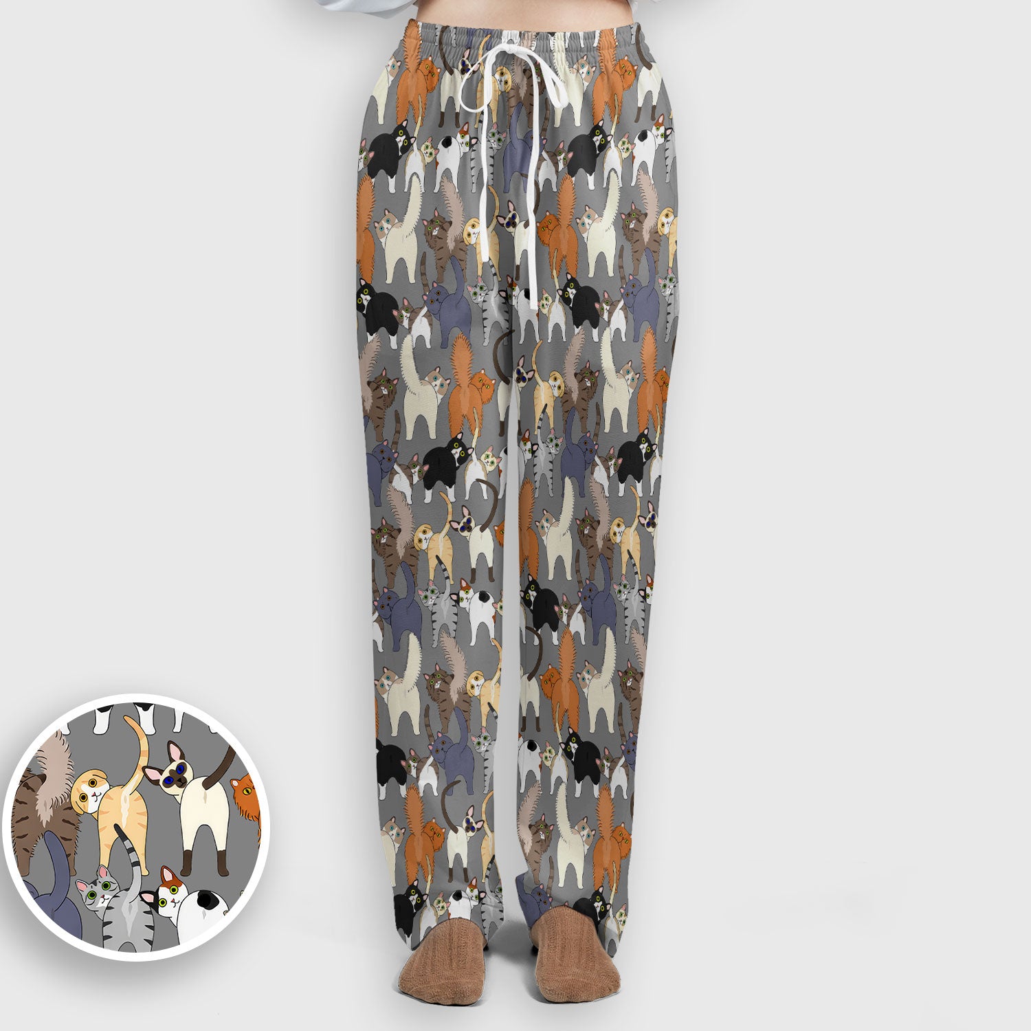 Whimsical Multicolor Cat Cartoon Pattern Scrub Set, Breathable Med Uniform