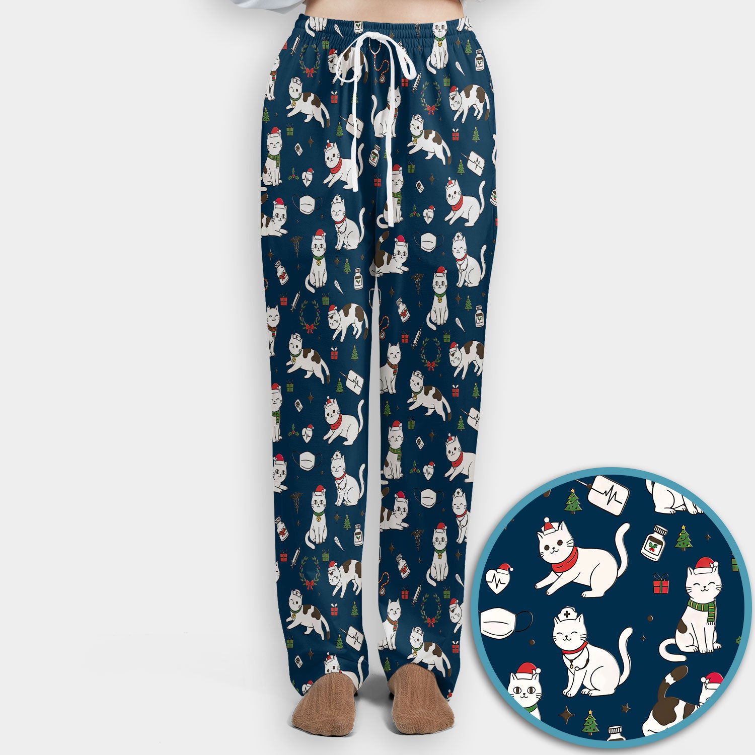 Christmas Cat Scrub Set – Festive Nurse & Holiday Kitty Pattern – Cute Medical Uniform for Nurses, Vets and Healthcare Workers