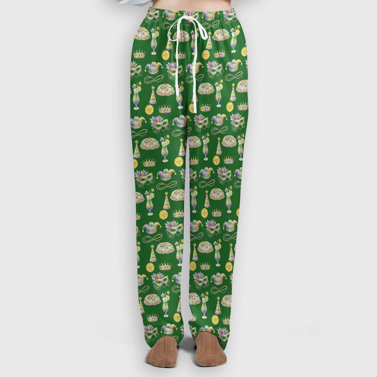 Mardi Gras Mask Scrub Set, Elegant Carnival Pattern Nurse Shirt For Women, Breathable Fabrics Nursing Uniform