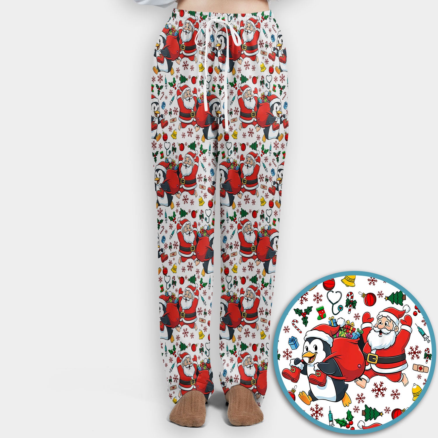 Funny Penguin Christmas Scrub Set - Santa Holiday Nurse Uniform for Women - Medical Gift for RN CNA LPN