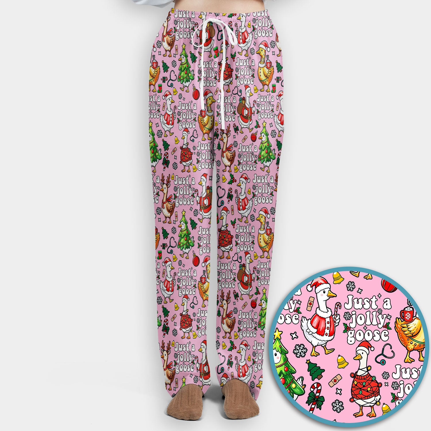 Christmas Goose Scrub Set for Nurse - Funny Jolly Holiday Medical Uniform for Women