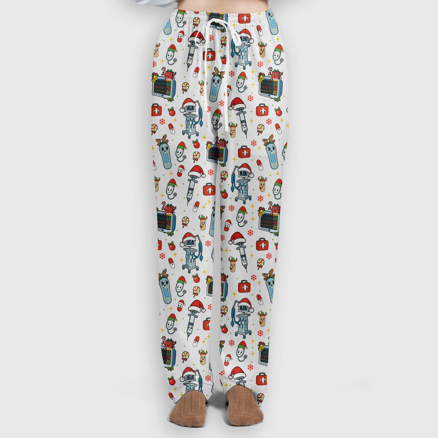 Christmas Nurse Scrub Set - Funny Robot and Reindeer Pattern Medical Scrubs - Cute Holiday Matching Set for Women Nurses