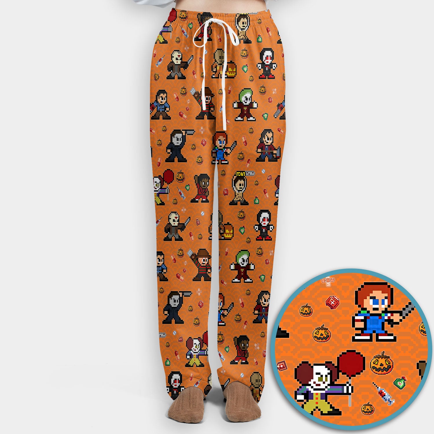 Halloween Women's Scrub Sets - Comfortable Scrubs for Nurses - Horror Movie Scrub Pants and V Neck Top - Breathable Med Uniform